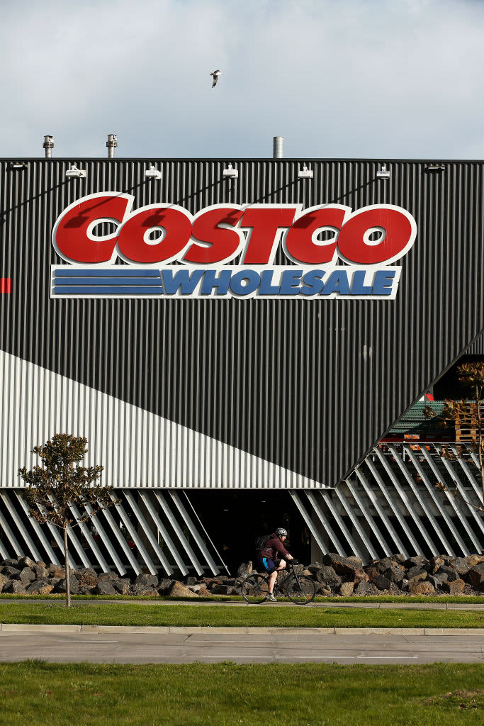 Shoppers leave a Costco Wholesale Club store in Manassas, Virginia on October 16, 2012. Costco Wholesale Corporation is the seventh largest retailer in the world. As of July 2012, it was the fifth largest retailer in the United States, and the largest membership warehouse club chain in the United States. As of October 2007, Costco is the largest retailer of wine in the world. Costco announced on October 16 the opening of its first store in Paris and continetal Europe for 2015.   AFP PHOTO/Karen BLEIER (Photo by KAREN BLEIER / AFP) (Photo by KAREN BLEIER/AFP via Getty Images)