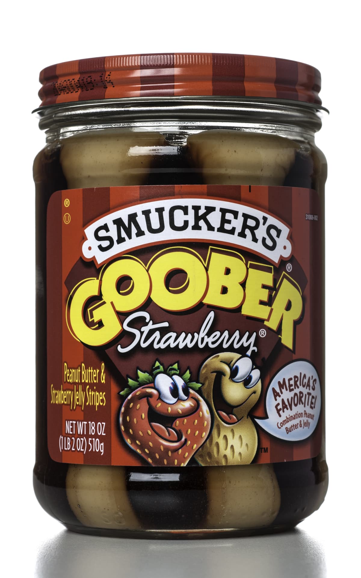 "Miami, USA - May 20, 2012: Smucker's Goober Strawberry Peanut Butter & Jelly 18 OZ jar. Smucker's brand is owned by J. M. Smucker Co."