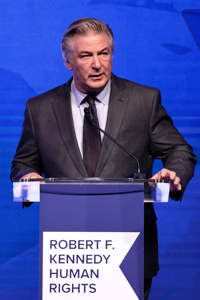 NEW YORK, NEW YORK - DECEMBER 09: Alec Baldwin speaks during the 2021 RFK Ripple Of Hope Gala at New York Hilton Midtown on December 09, 2021 in New York City. (Photo by Dimitrios Kambouris/Getty Images)