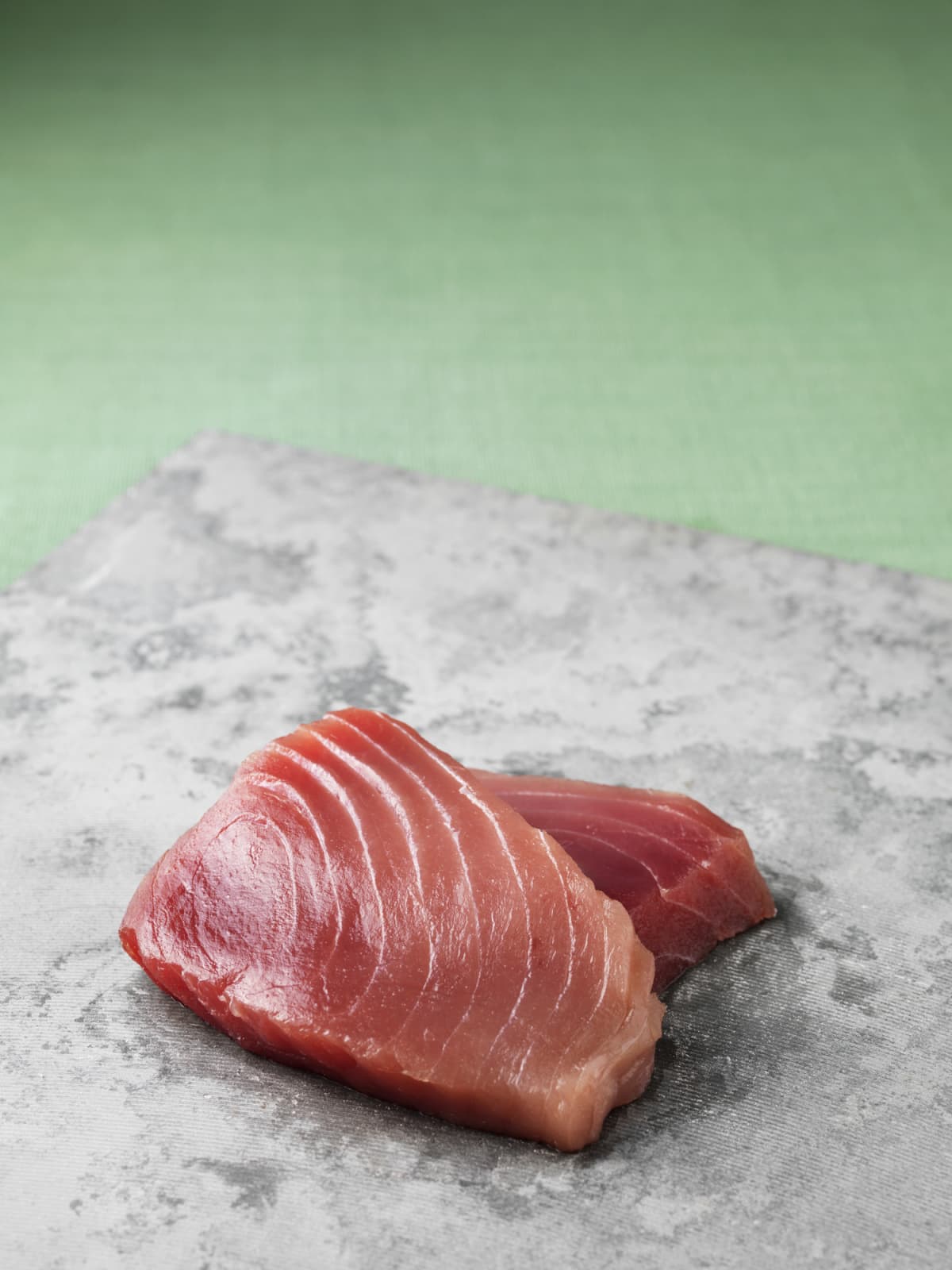 Tuna filets on marble board