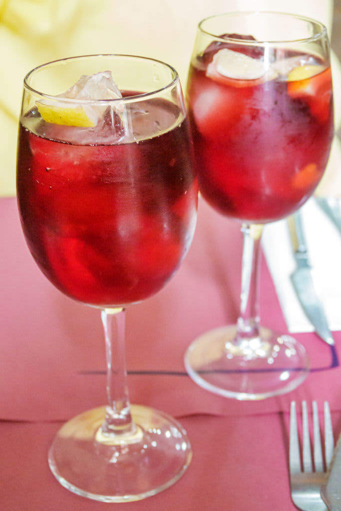 Tarragona, two glasses of red sangria. (Photo by: Jeffrey Greenberg/Universal Images Group via Getty Images)