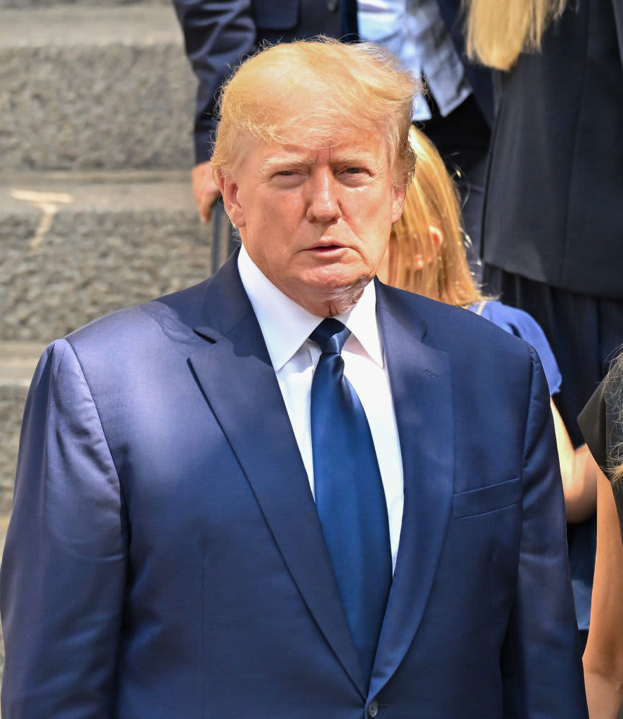 NEW YORK, NEW YORK - JULY 20:  Former U.S. President Donald Trump is seen at the funeral of Ivana Trump on July 20, 2022 in New York City.  (Photo by James Devaney/GC Images)