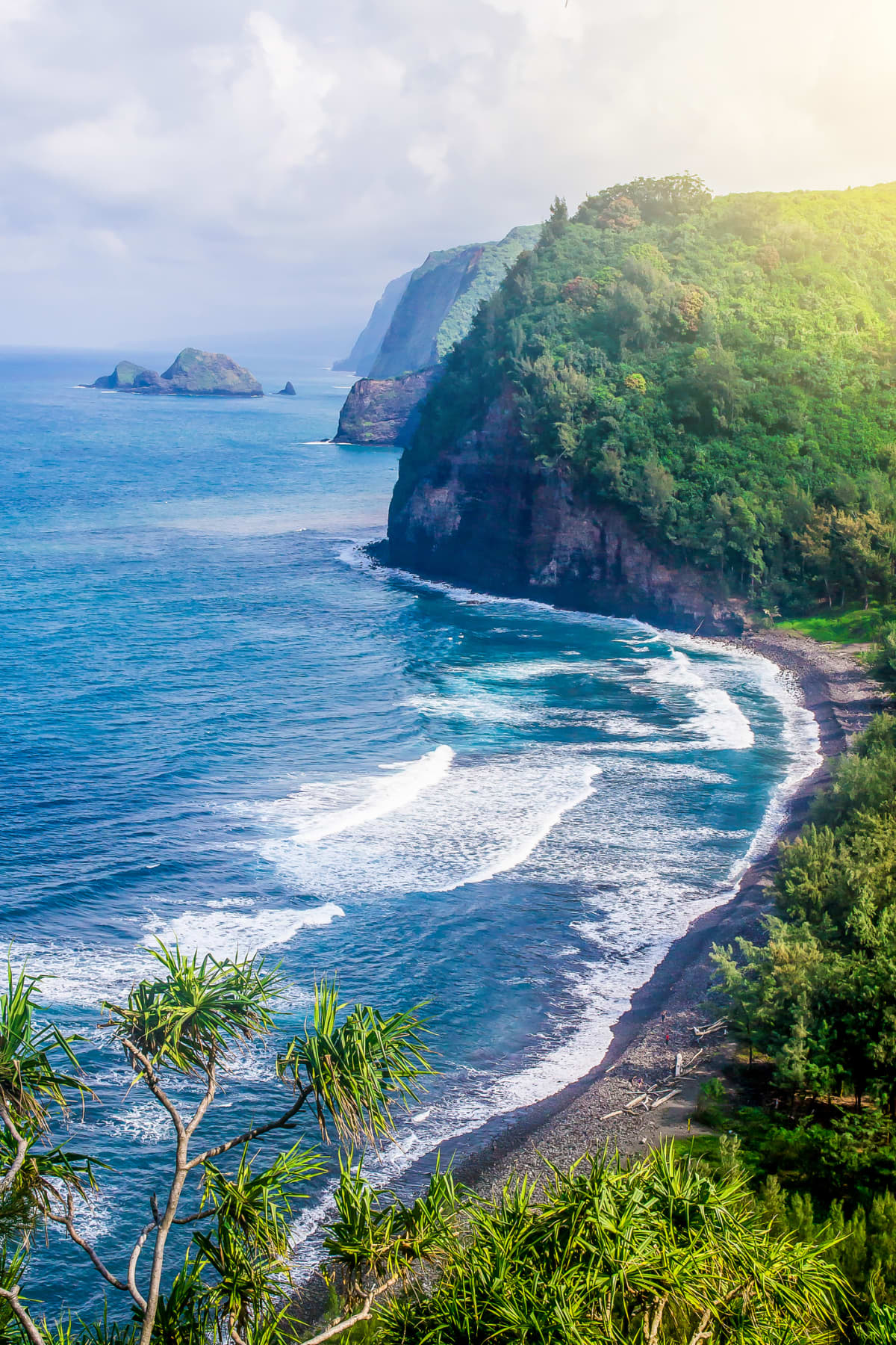 Coastline of the Hawaiian island, rock, ocean