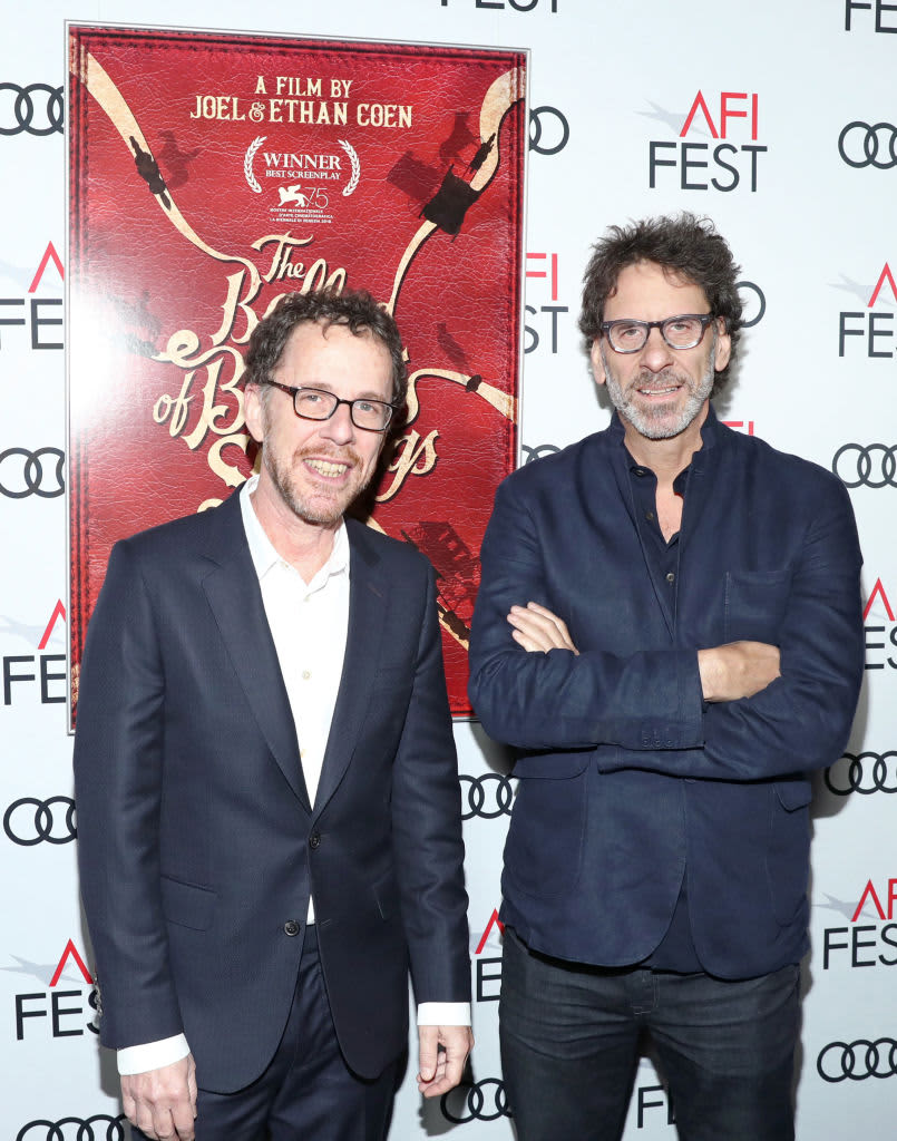 HOLLYWOOD, CALIFORNIA - NOVEMBER 11:  Ethan Coen (L) and Joel Coen attend the "The Ballad of Buster Scruggs" AFI Gala on November 11, 2018 in Hollywood, California. (Photo by Rich Polk/Getty Images for Netflix)