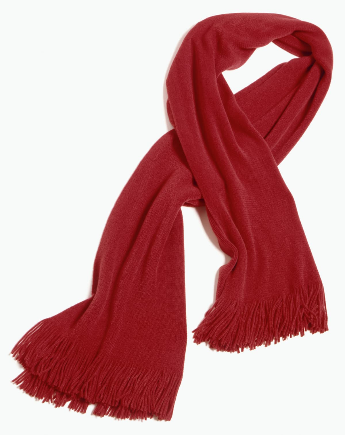 red scarf against white background