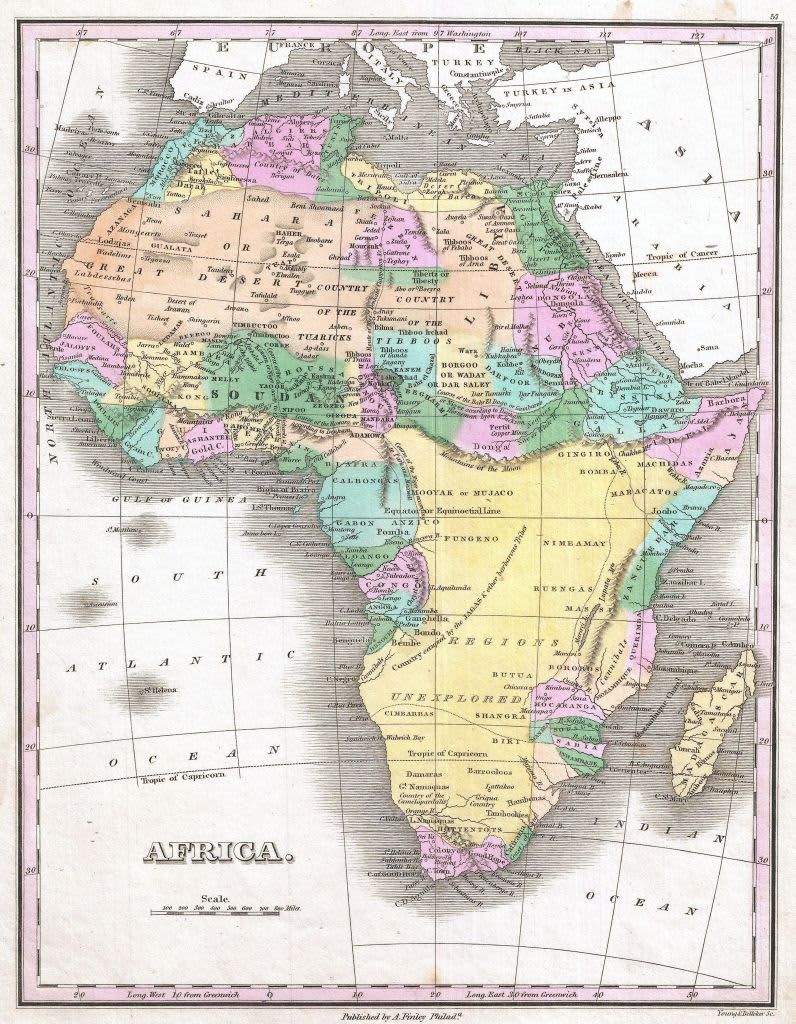 1818, Pinkerton Map of Africa, John Pinkerton, 1758 Ð 1826, Scottish antiquarian, cartographer, UK (Photo by: Sepia Times/Universal Images Group via Getty Images Images)