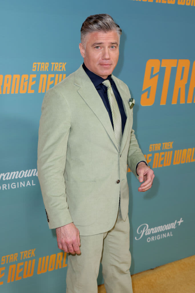 NEW YORK, NEW YORK - APRIL 30: Anson Mount attends the Paramount+'s "Star Trek: Strange New Worlds" Season 1 New York Premiere at AMC Lincoln Square Theater on April 30, 2022 in New York City. (Photo by Michael Loccisano/Getty Images)