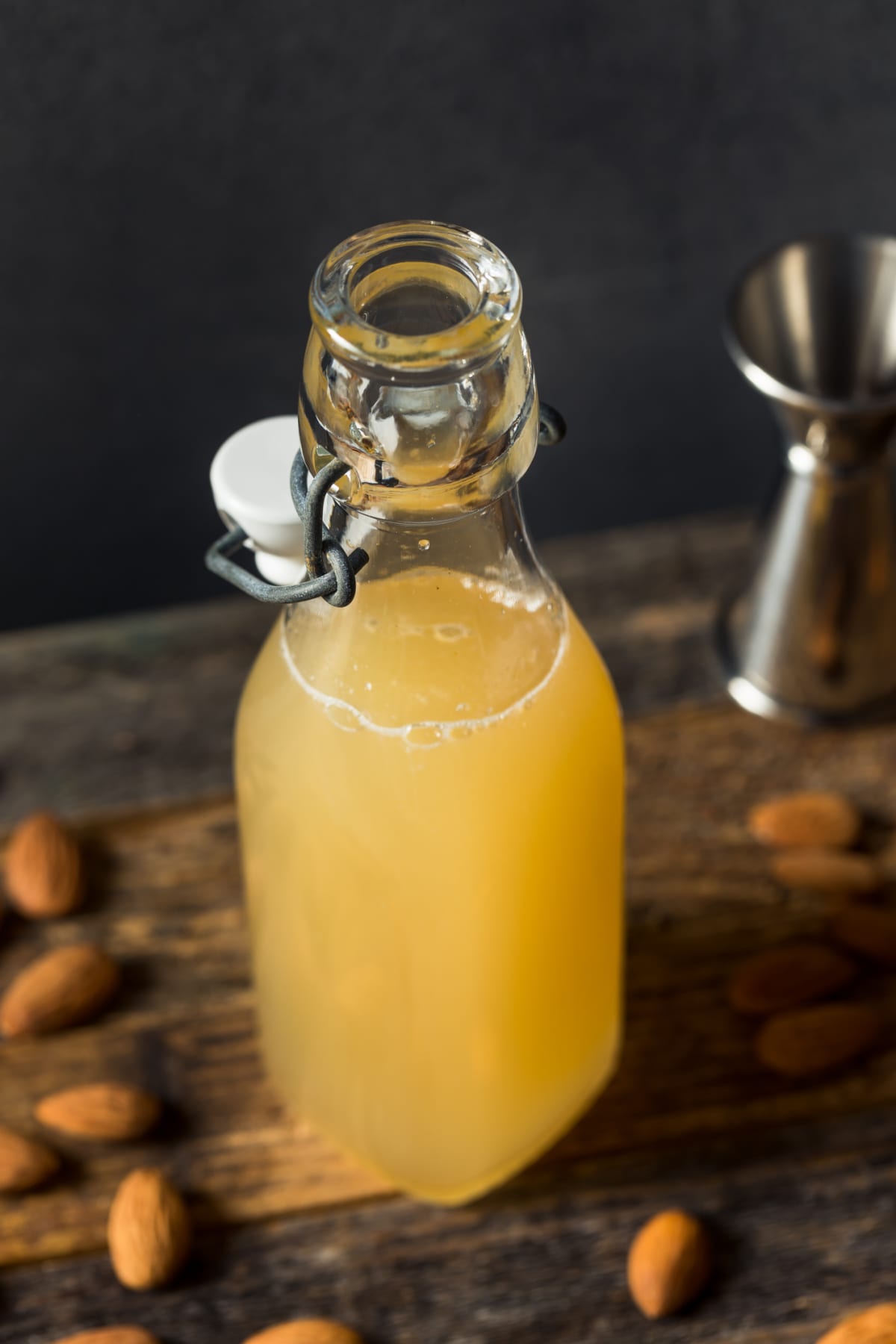Bottle of almond simple syrup