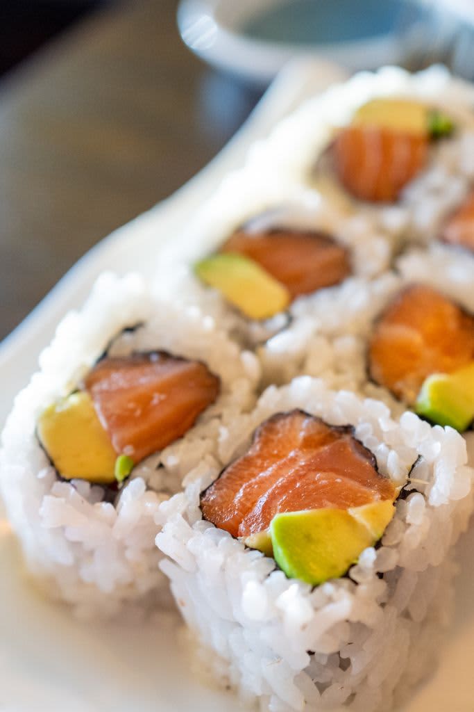 Close-up of salmon avocado sushi roll at Blue Gingko restaurant in Lafayette, California, February 28, 2022. Photo courtesy Sftm. (Photo by Gado/Getty Images)