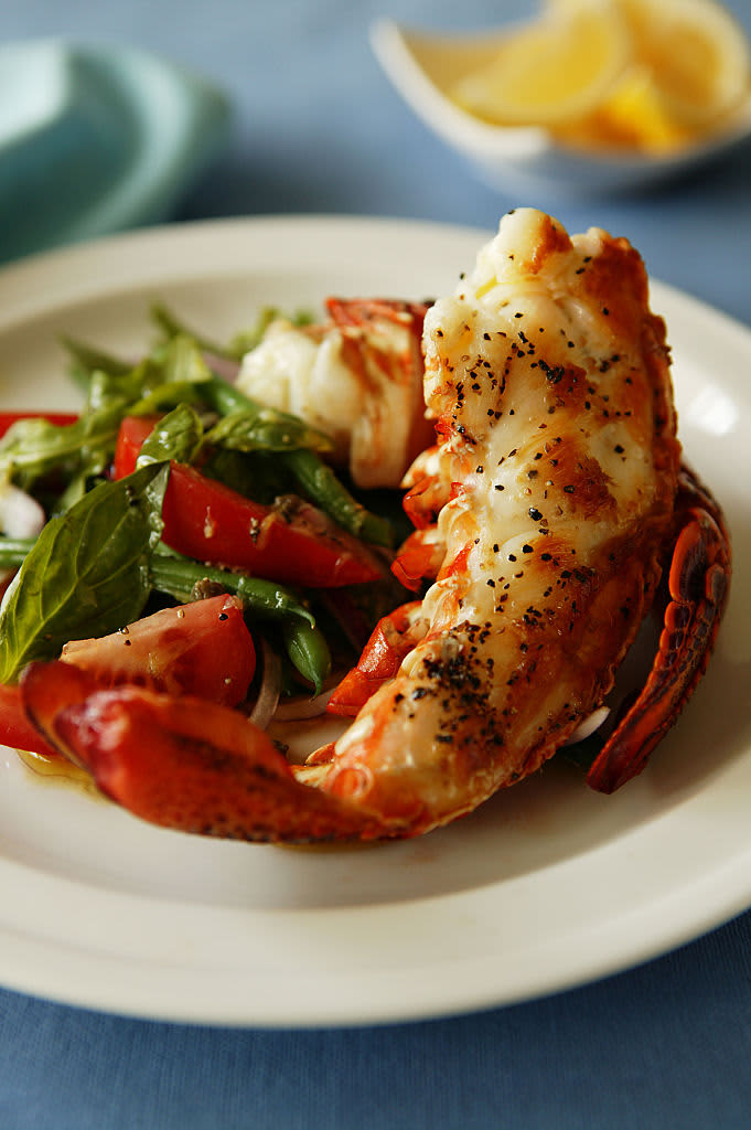 (AUSTRALIA OUT) Lobster tail salad with truffle oil (Photo by Fairfax Media via Getty Images via Getty Images)