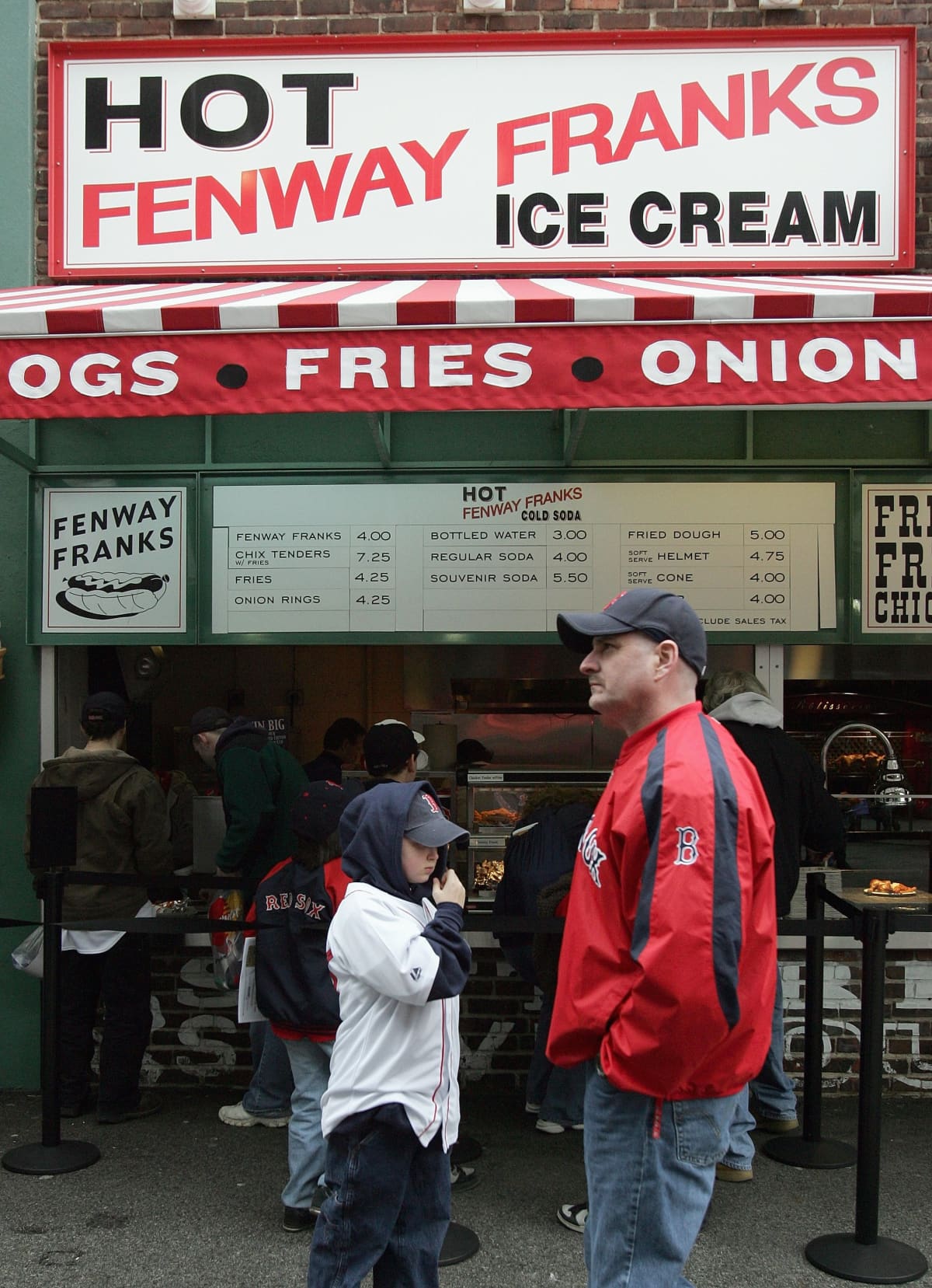 BOSTON - APRIL 10: A general view of Fenway Franks concession stand in Fenway Park taken during Opening day between the Boston Red Sox and the Seattle Mariners  on April 10, 2007 in Boston, Massachusetts. The Boston Red Sox defeated the Seattle Mariners 14-4. (Photo by Elsa/Getty Images)