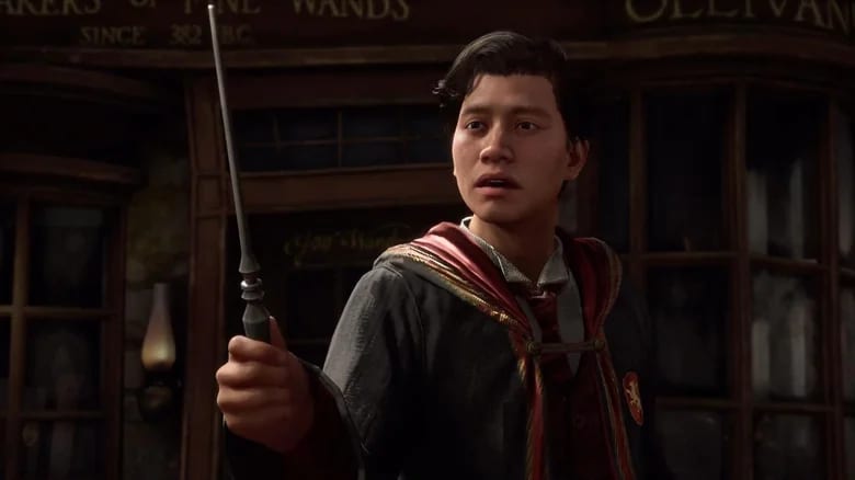 A Hogwarts Legacy player getting their wand