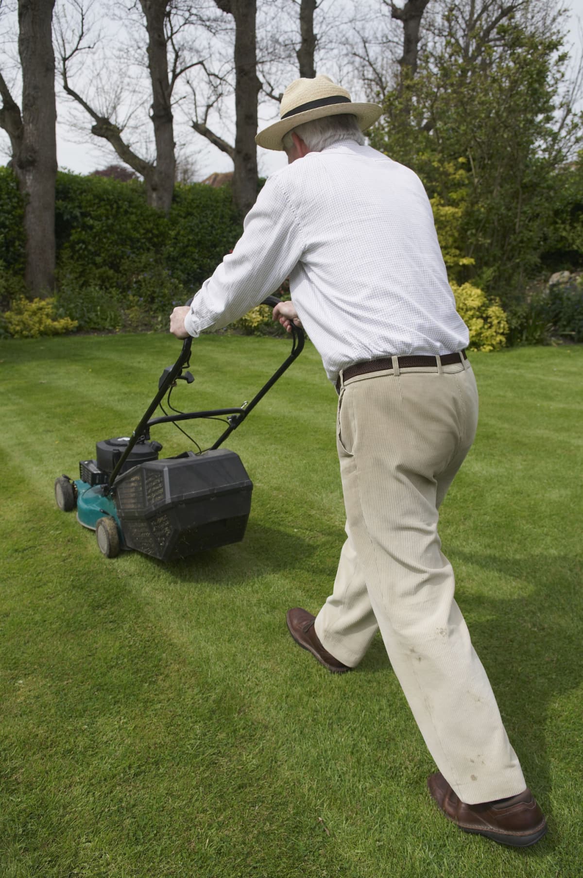 Man mowing his lawn