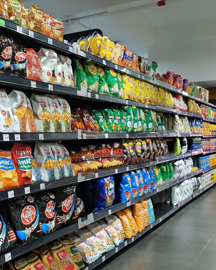 variety of chips on store shelves