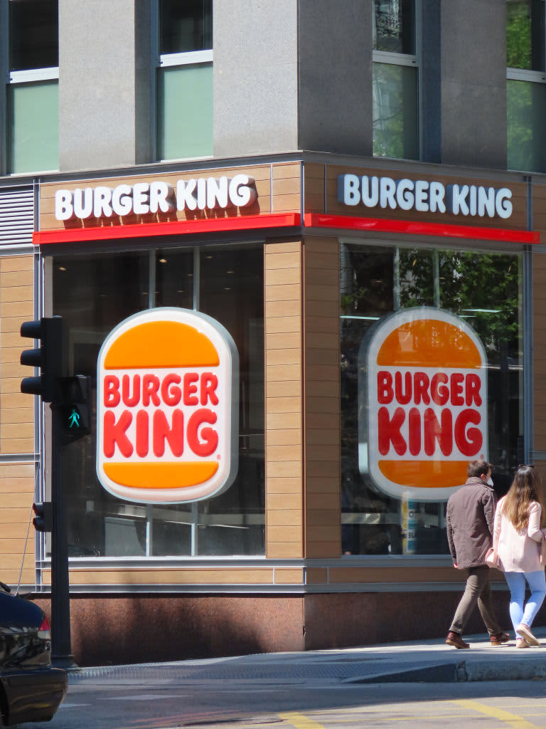 MADRID, SPAIN - APRIL 21: Burger King logo in a Burger King restaurant on April 18, 2021 in Madrid, Spain. (Photo by Cristina Arias/Cover/Getty Images)