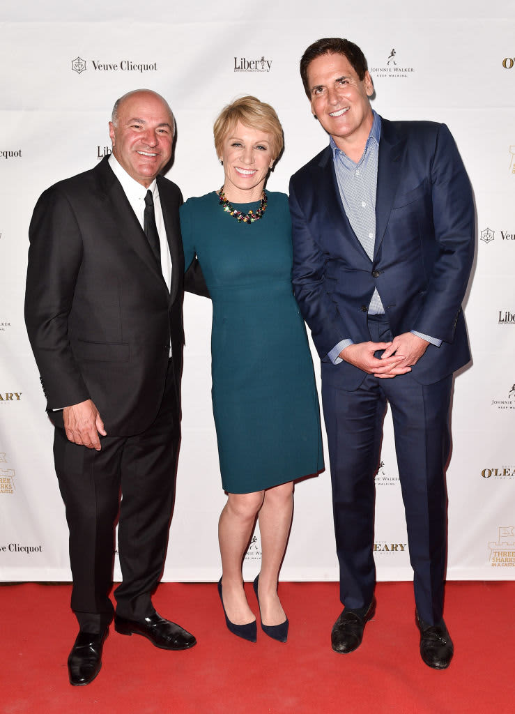 TORONTO, ON - APRIL 05:  Kevin O'Leary, Barbara Corcoran and Mark Cuban attend Shark Tank's Kevin O'Leary launches symposium celebrating global entrepreneurship at Casa Loma on April 5, 2018 in Toronto, Canada.  (Photo by GP Images/Getty Images)