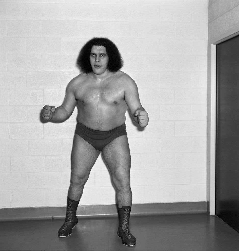 ATLANTIC CITY, NJ - APRIL 22:  Wrestler André René Roussimoff best known as Andre The Giant in the ring at Wrestlemania V at Convention Hall in Atlantic City, New Jersey April 22 1989. (Photo by Jeffrey Asher/ Getty Images)