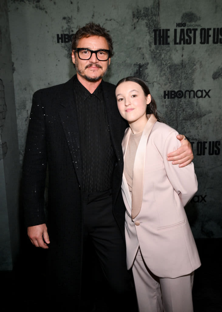 LOS ANGELES, CALIFORNIA - JANUARY 09: Bella Ramsey and Pedro Pascal attend the Los Angeles Premiere of HBO's "The Last of Us" at Regency Village Theatre on January 09, 2023 in Los Angeles, California. (Photo by Axelle/Bauer-Griffin/FilmMagic)