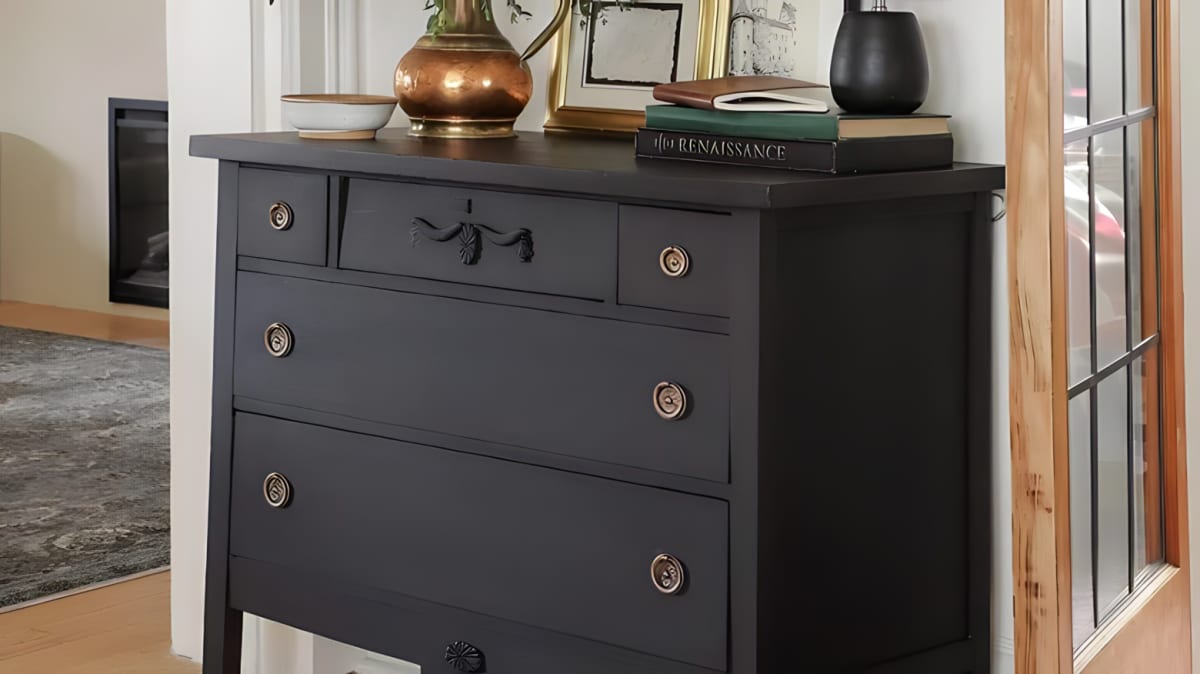 Black painted buffet table