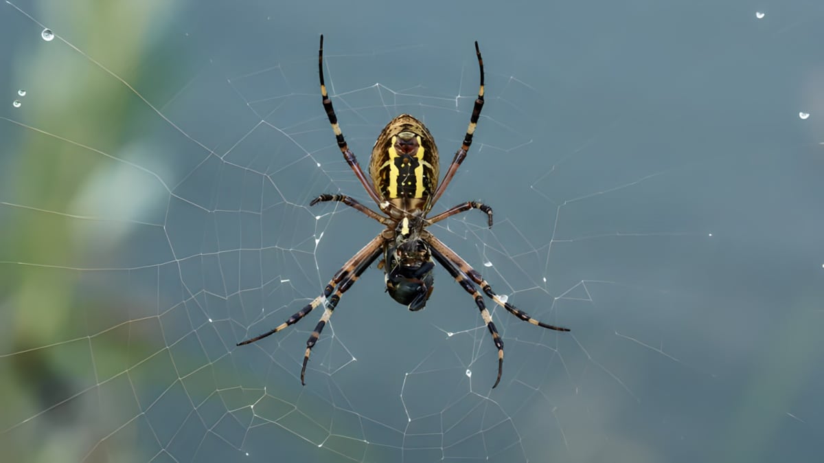 Spider suspended in its web