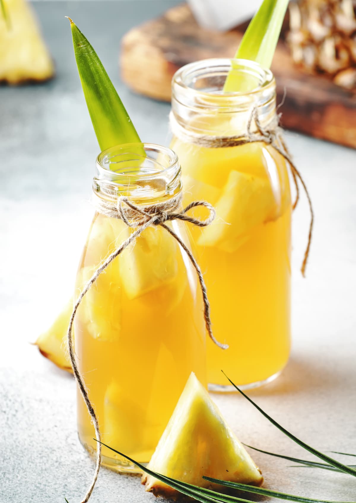 A pineapple drink in a bottle
