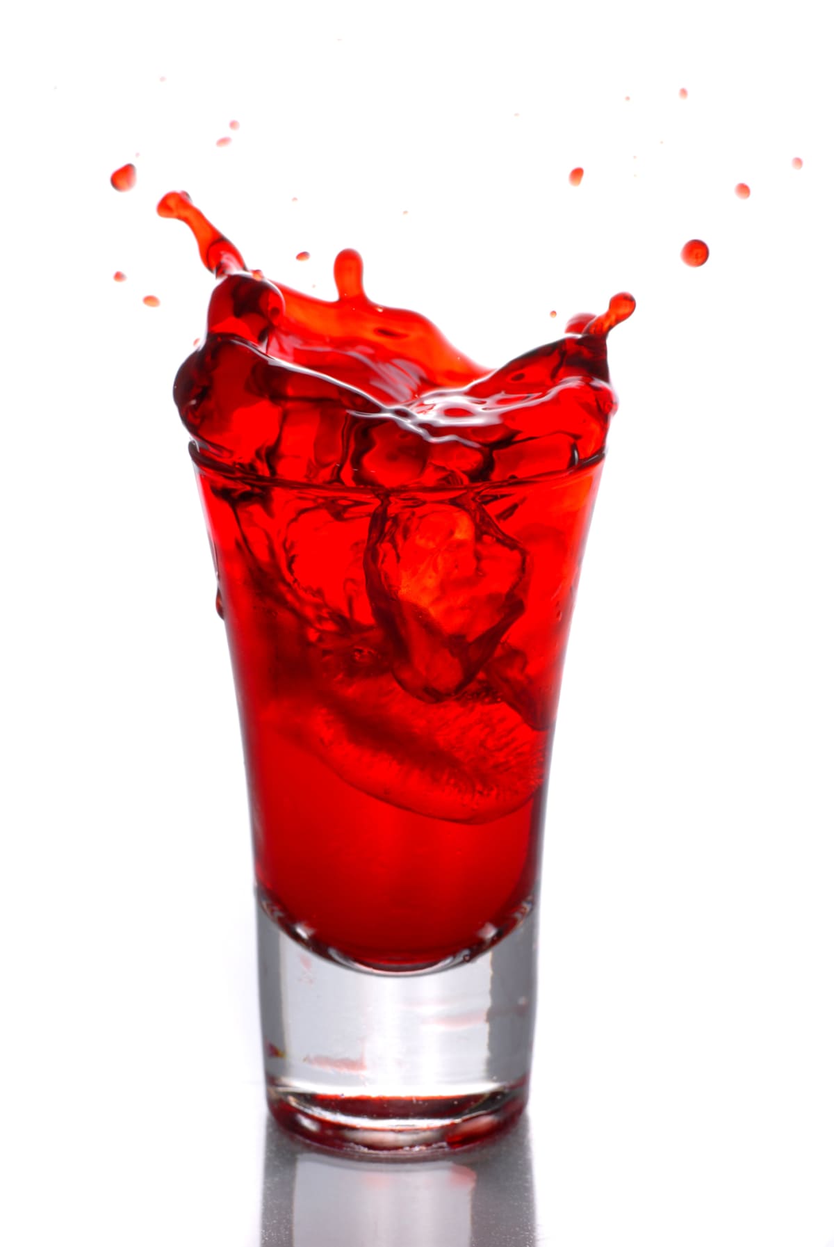Red liquor in a shot