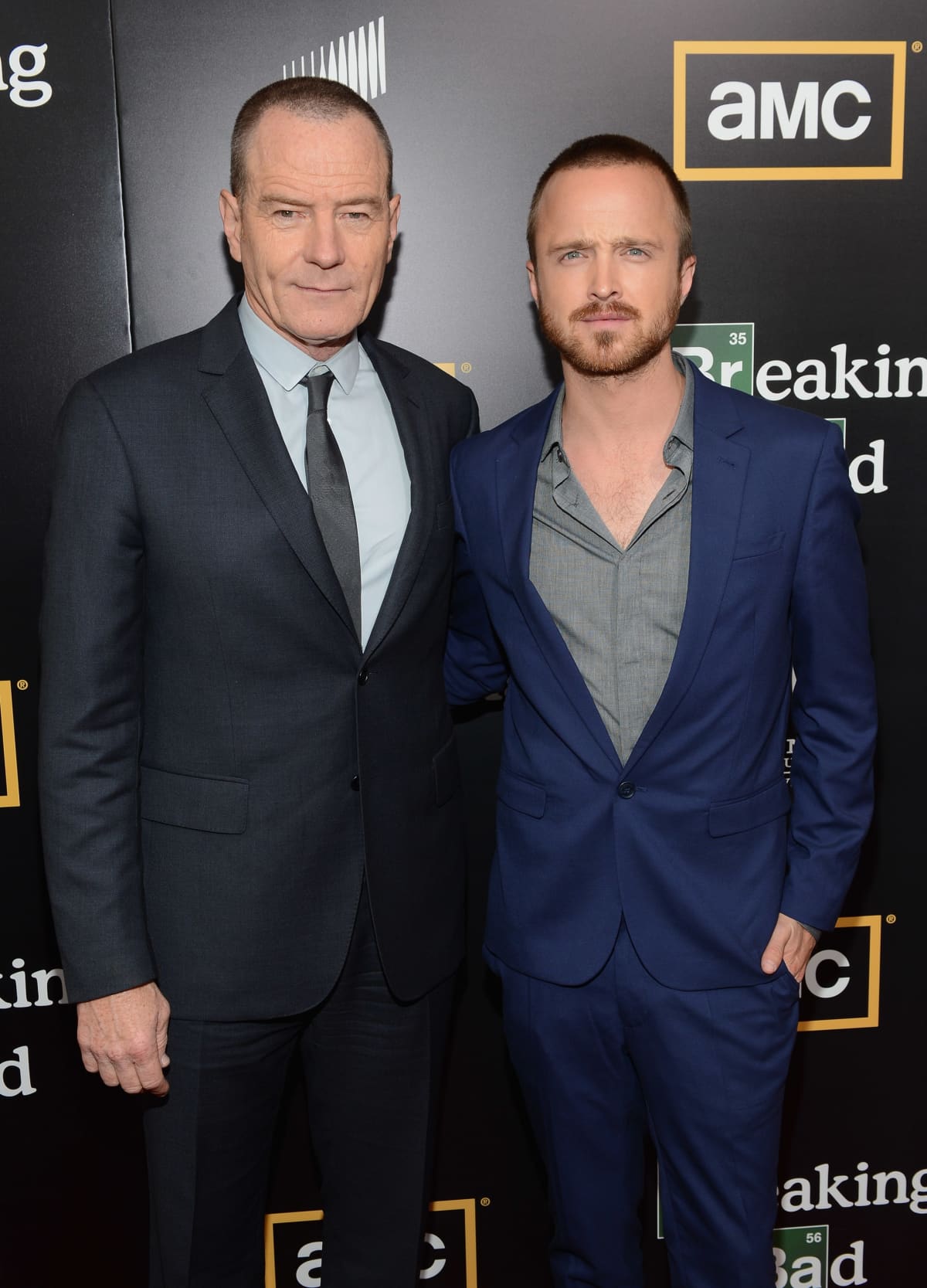 CULVER CITY, CA - JULY 24:  Actors Bryan Cranston and Aaron Paul arrive as AMC Celebrates the final episodes of "Breaking Bad" at Sony Pictures Studios on July 24, 2013 in Culver City, California.  (Photo by Mark Davis/Getty Images)