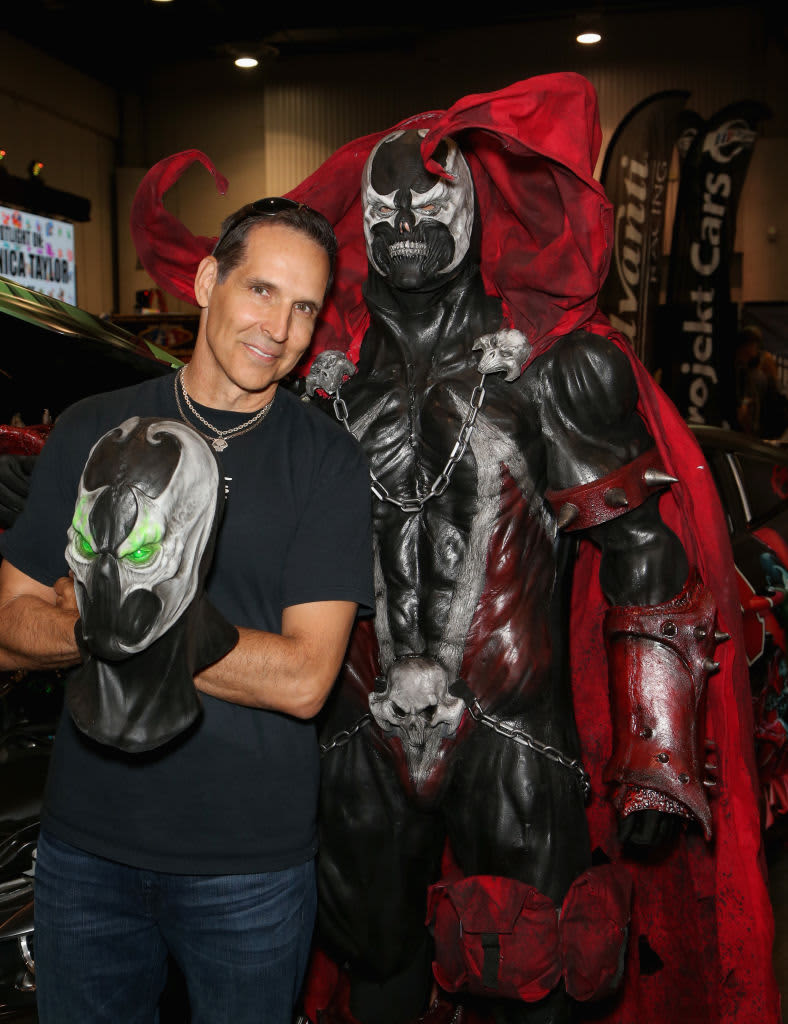 LAS VEGAS, NV - JUNE 23: Image Comics Co-founder Todd McFarlane (L) and Tom Proprofsky, dressed as the character Spawn from the "Spawn" comic book series, attend the Amazing Las Vegas Comic Con at the Las Vegas Convention Center on June 23, 2017 in Las Vegas, Nevada.  (Photo by Gabe Ginsberg/Getty Images)
