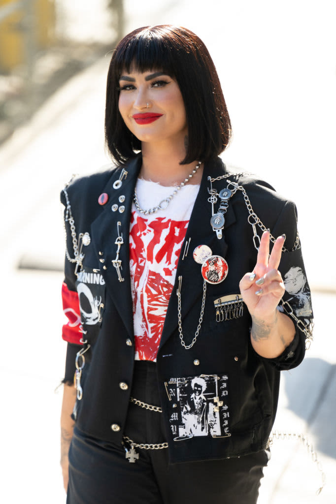 LOS ANGELES, CA - JULY 14: Demi Lovato is seen at "Jimmy Kimmel Live" on July 14, 2022 in Los Angeles, California.  (Photo by RB/Bauer-Griffin/GC Images)