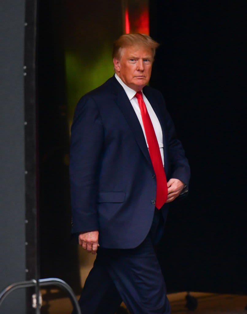 NEW YORK, NEW YORK - AUGUST 10:  Former U.S. President Donald Trump leaves Trump Tower to meet with New York Attorney General Letitia James for a civil investigation on August 10, 2022 in New York City.  (Photo by James Devaney/GC Images)