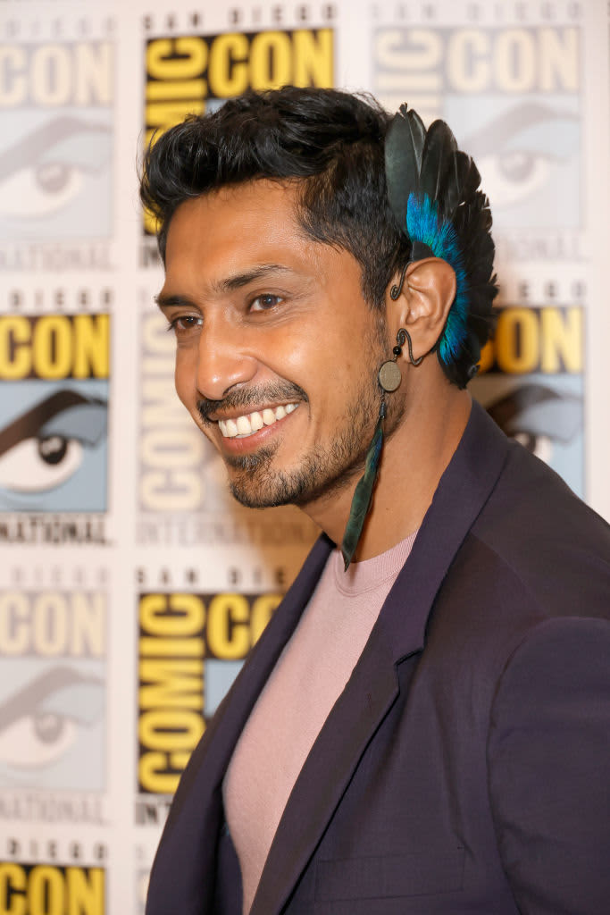 SAN DIEGO, CALIFORNIA - JULY 23: Tenoch Huerta speaks onstage at the Marvel Cinematic Universe Mega-Panel during 2022 Comic Con International: San Diego at San Diego Convention Center on July 23, 2022 in San Diego, California. (Photo by Albert L. Ortega/Getty Images)
