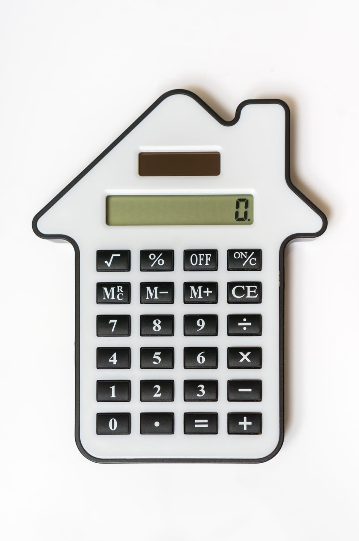 Calculator white. Lease, purchase, investment, mortgage, real estate, sell and buying