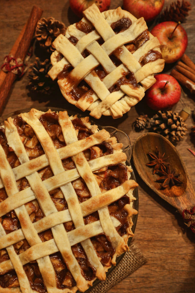 Homemade apple pies amongst an Autumn season setting in Toronto, Ontario, Canada, on November 14, 2021. (Photo by Creative Touch Imaging Ltd./NurPhoto via Getty Images)
