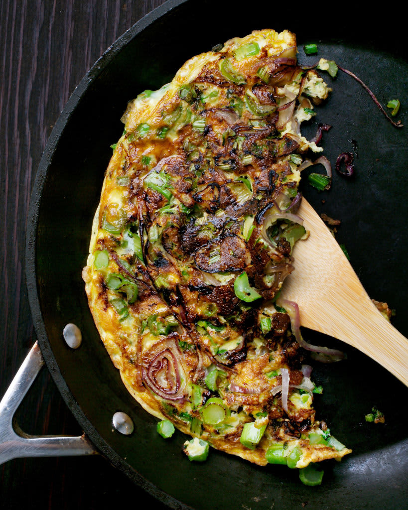 WASHINGTON, DC - Egg Foo Yung With Greens and Onion photographed in Washington, DC. (Photo by Deb Lindsey For The Washington Post via Getty Images).