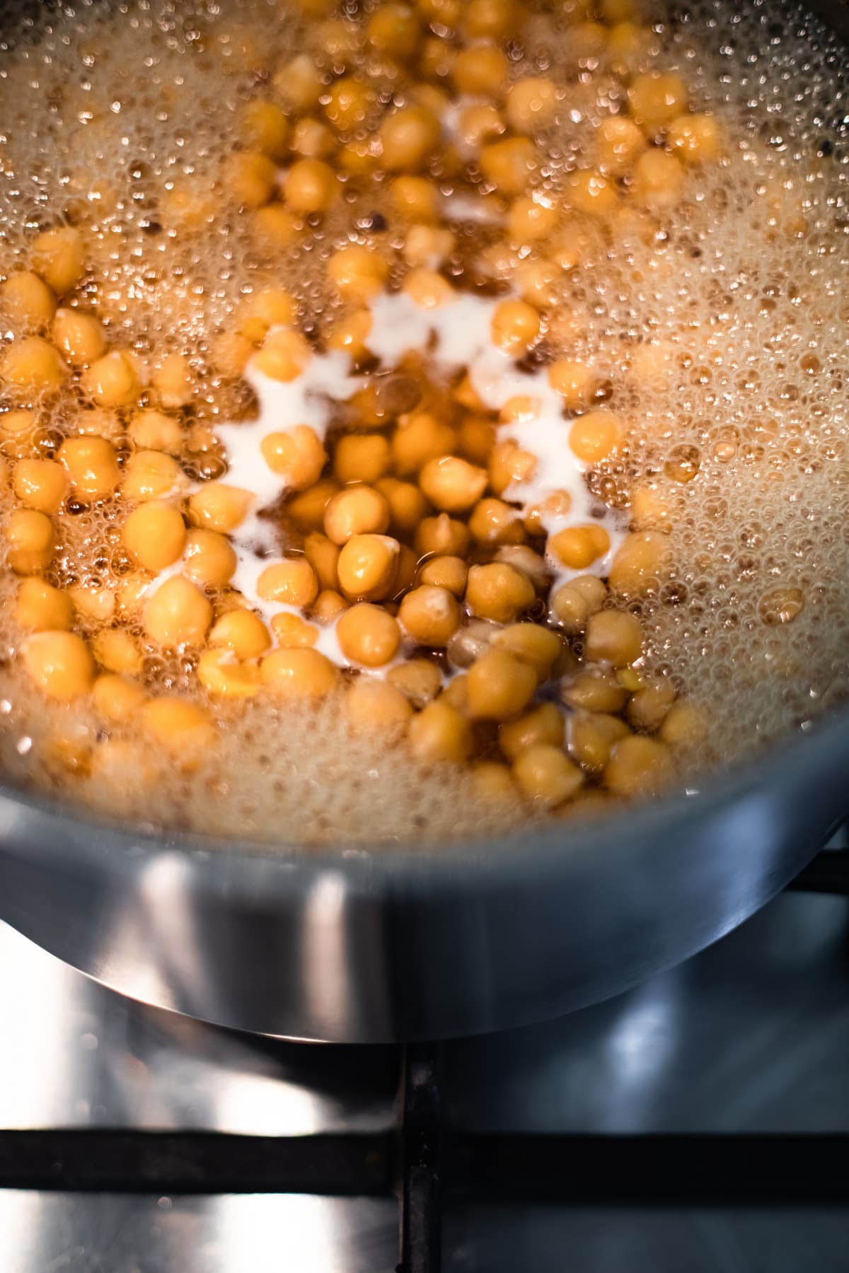 Chickpeas boiling in water