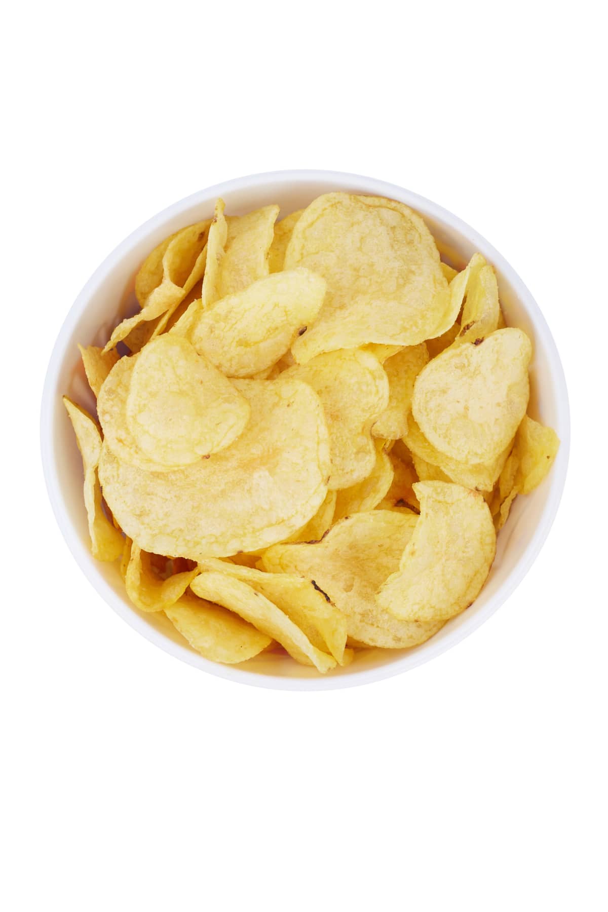 Potato chips in white bowl