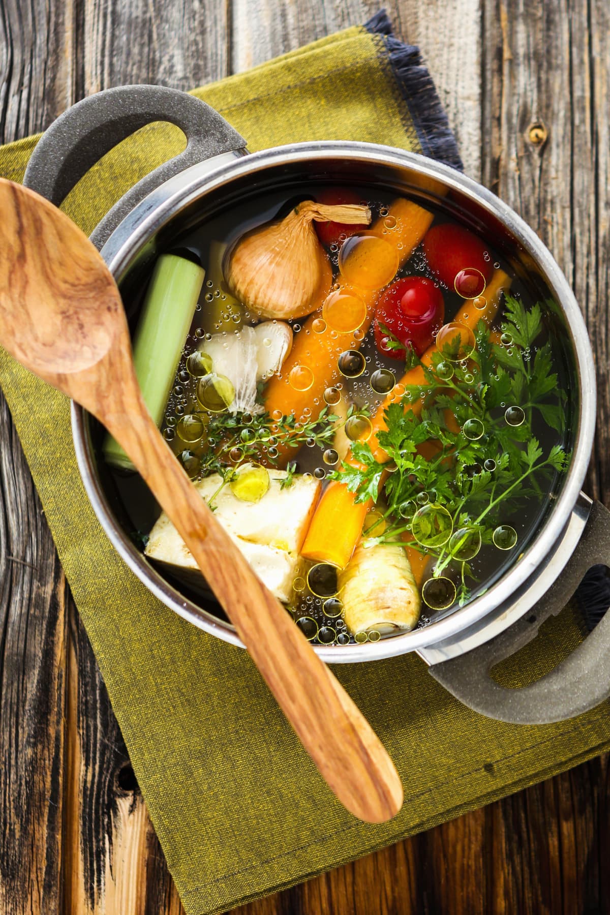 Pot of vegetable soup