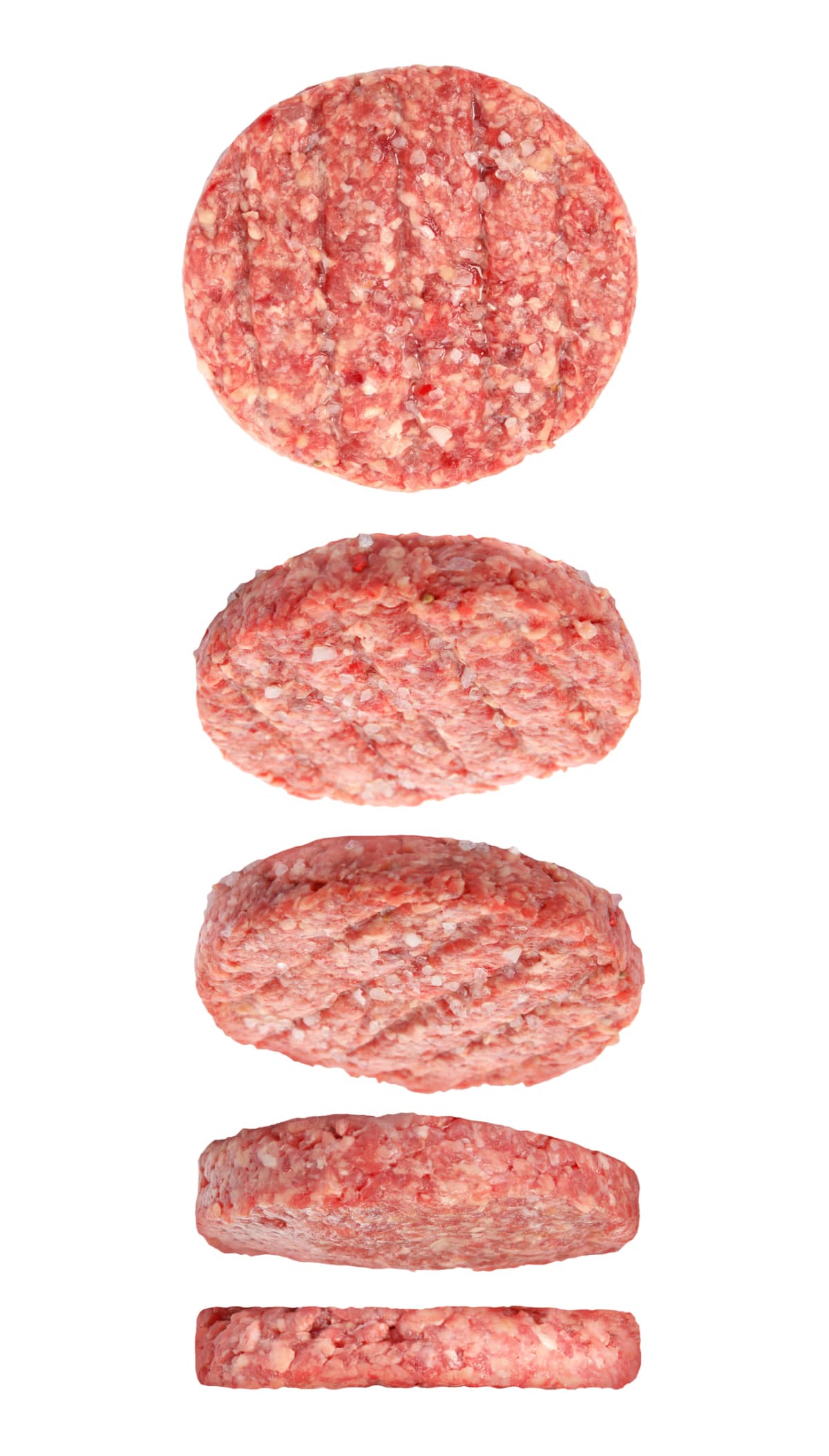 Burger patties on a white background. 