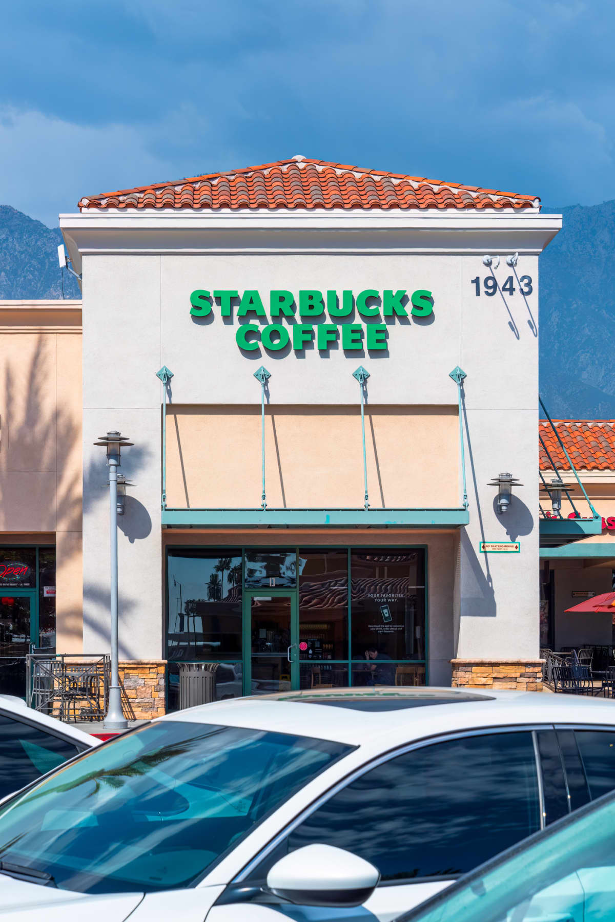 Building with Starbucks Coffee sign