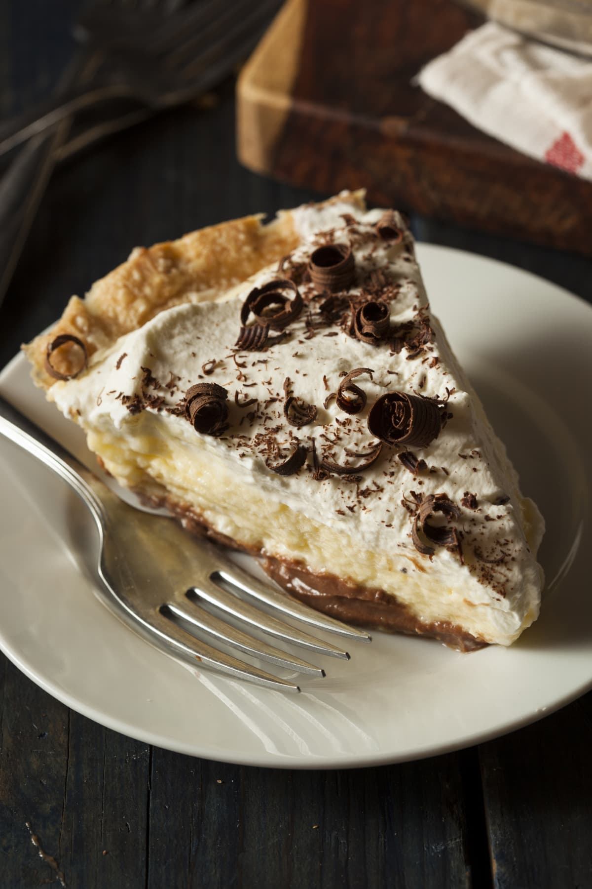 Chocolate cream pie slice