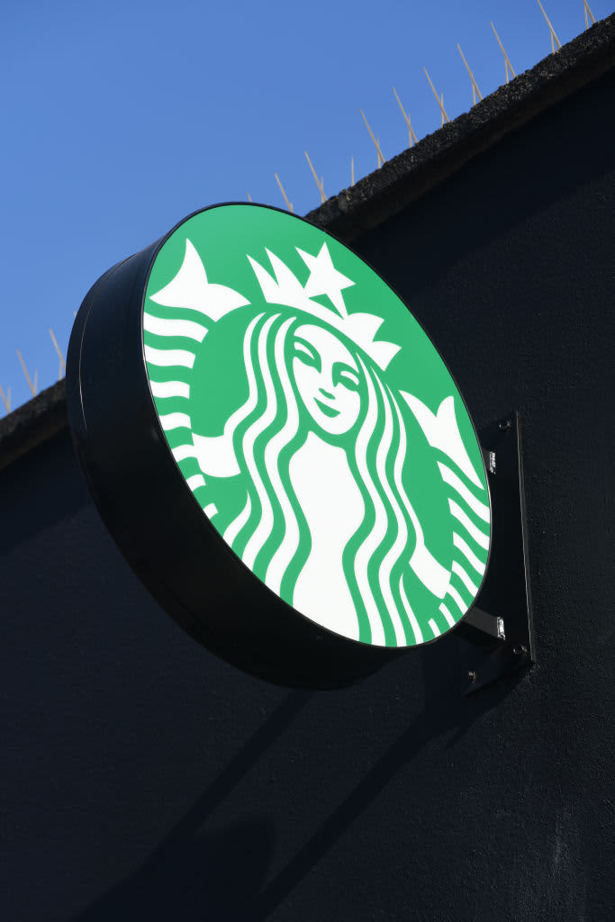 LONDON,ENGLAND - June 2023: Starbucks store sign External Store Sign London, England. (Photo by Peter Dazeley/Getty Images)