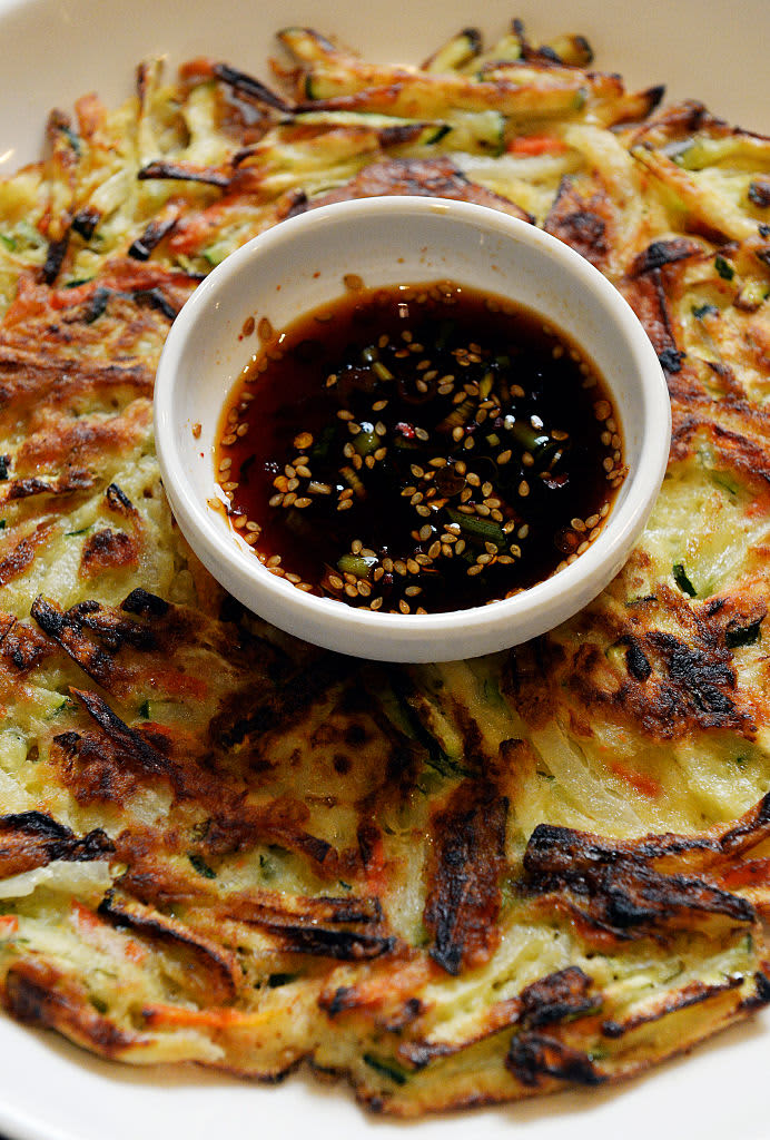 WESTMINSTER, CO - DECEMBER 4:  The  zucchini pancake at the Korean barbecue restaurant Dae Gee in Westminster, 7570 Sheridan Blvd., on Thursday, December 4, 2014. (Photo by Cyrus McCrimmon/The Denver Post via Getty Images )