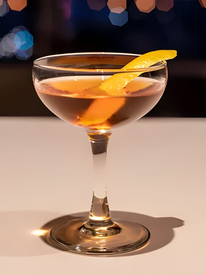 Zazarac cocktail with lemon peel
