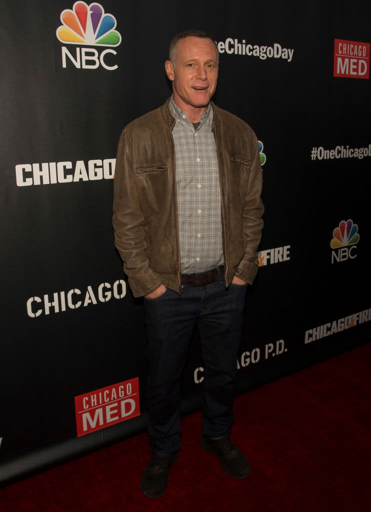 CHICAGO, IL - OCTOBER 07: Chicago P.D.'s Jason Beghe and Amy Morton during NBCs 5th Annual Chicago Press Day at Lagunitas Brewing Company on October 7, 2019 in Chicago, Illinois.  (Photo by Barry Brecheisen/Getty Images)