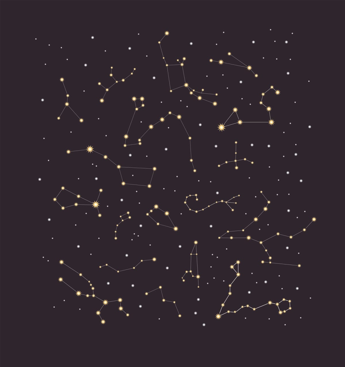 Cosmic vector illustration with constellations of all of the signs of the zodiac