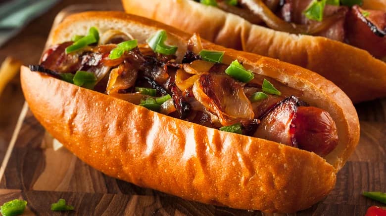 Level Up Bacon-Wrapped Hot Dogs With A Cheesy Twist