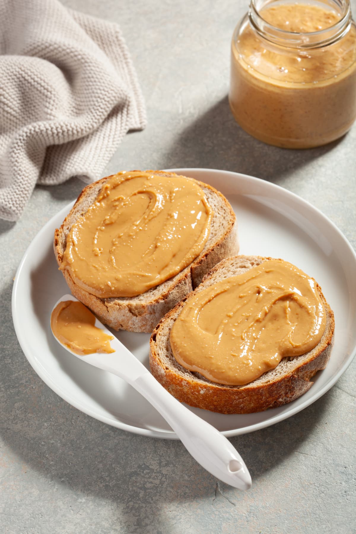 Sliced peanut butter bread on a plate