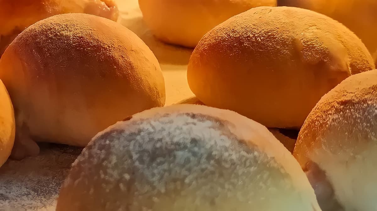 Potato boules baking in the oven