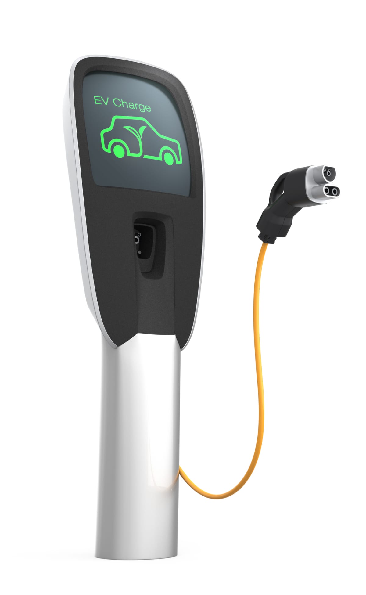 This is a fast electric car charger green energy environment friendly driving vehicle station.