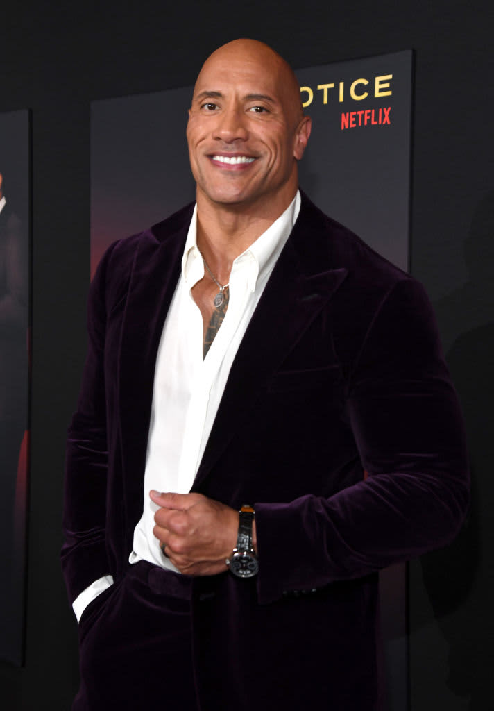 LOS ANGELES, CALIFORNIA - NOVEMBER 03: Dwayne Johnson attends the World Premiere of Netflix's "Red Notice" at Regal LA Live on November 03, 2021 in Los Angeles, California. (Photo by Kevin Mazur/Getty Images for Netflix)